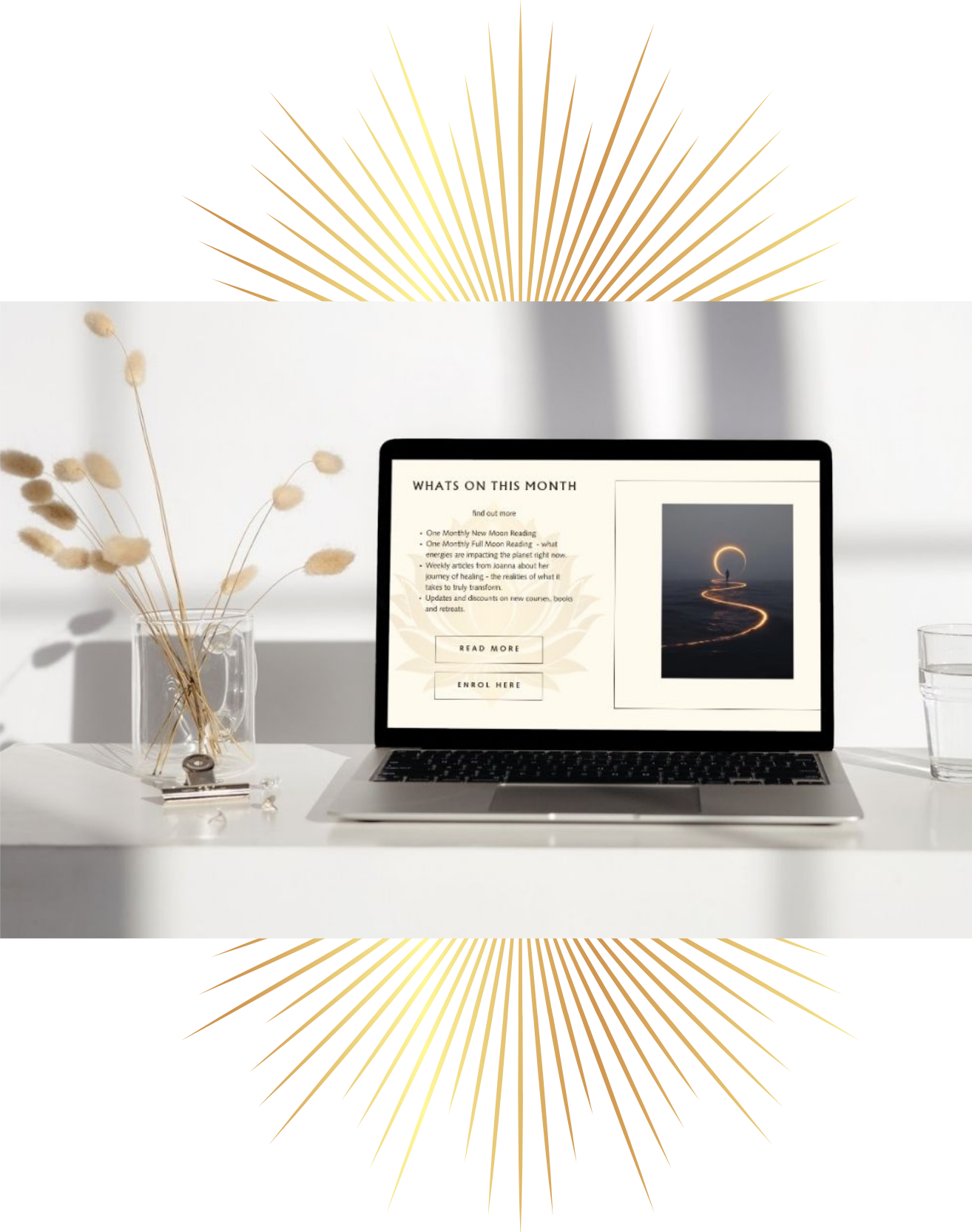 A laptop showing the monthly newsletter